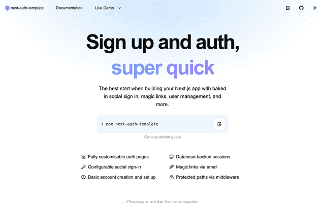 Sign up and auth, super quick